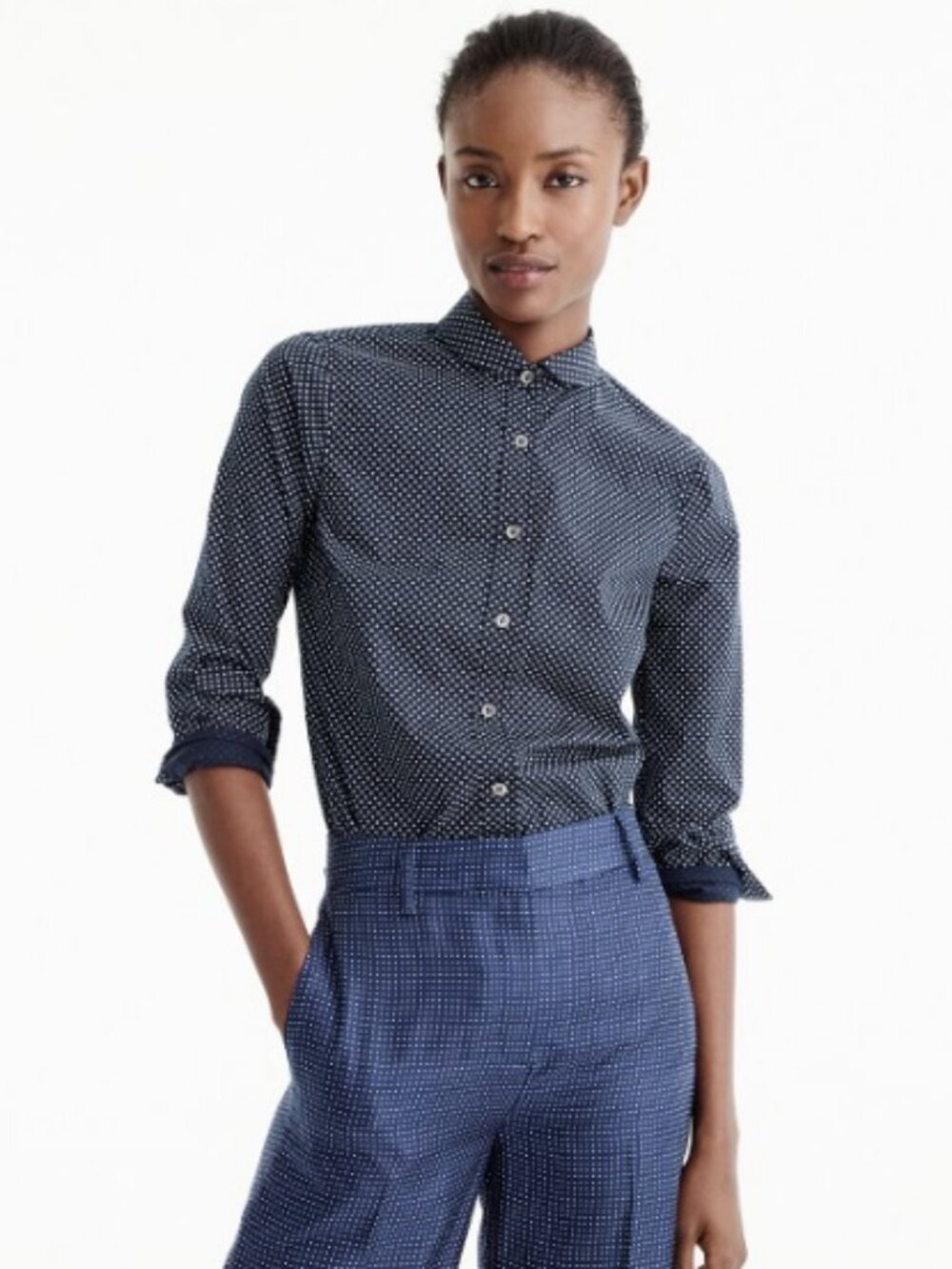 NEW NWT J. Crew New perfect shirt in polka dot Color: Navy